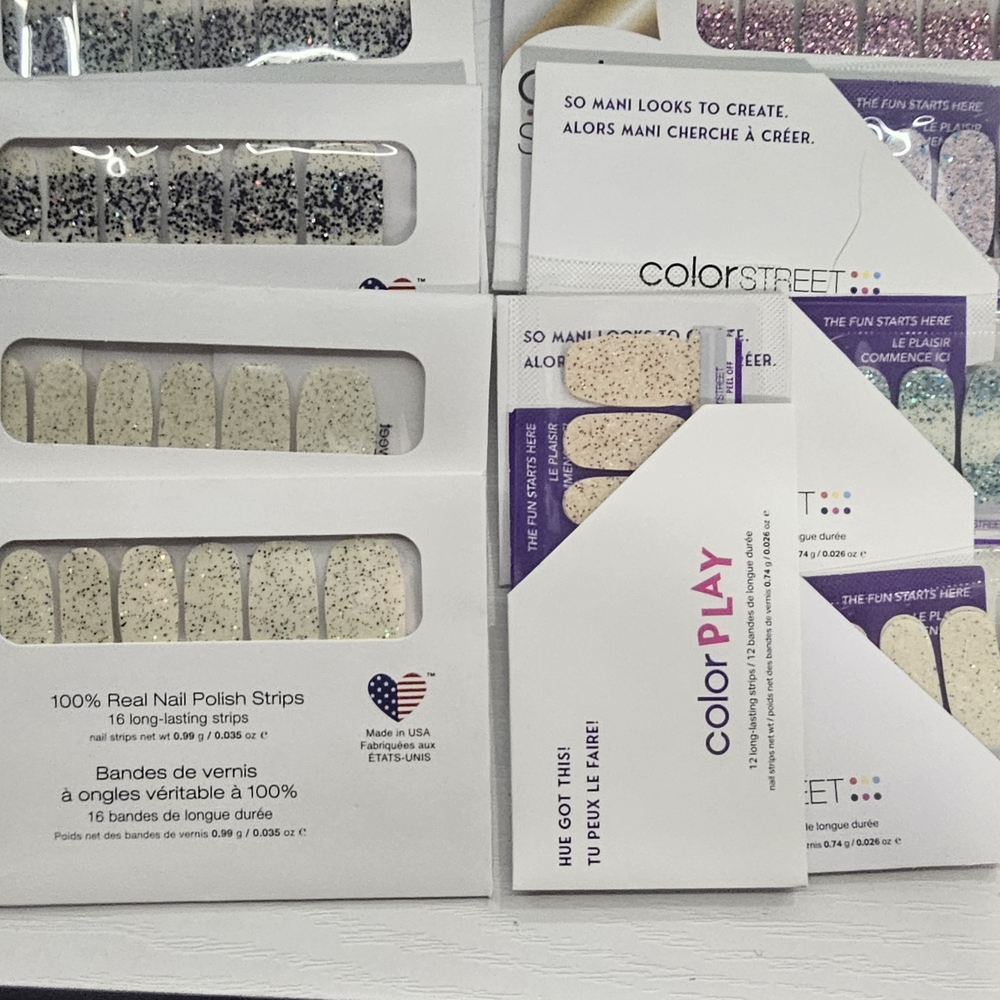 Color Street Glitter and Neutral Nail Strips